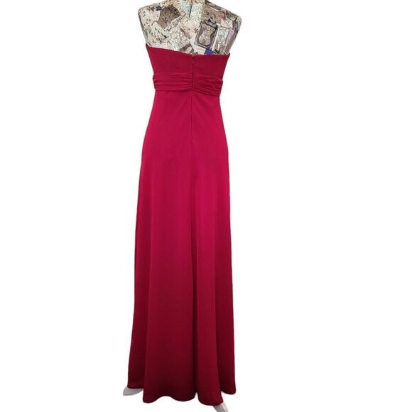 Formal Red Strapless Sweetheart Flowy Long Maxi Dress David's Bridal - Picture 7 of 10